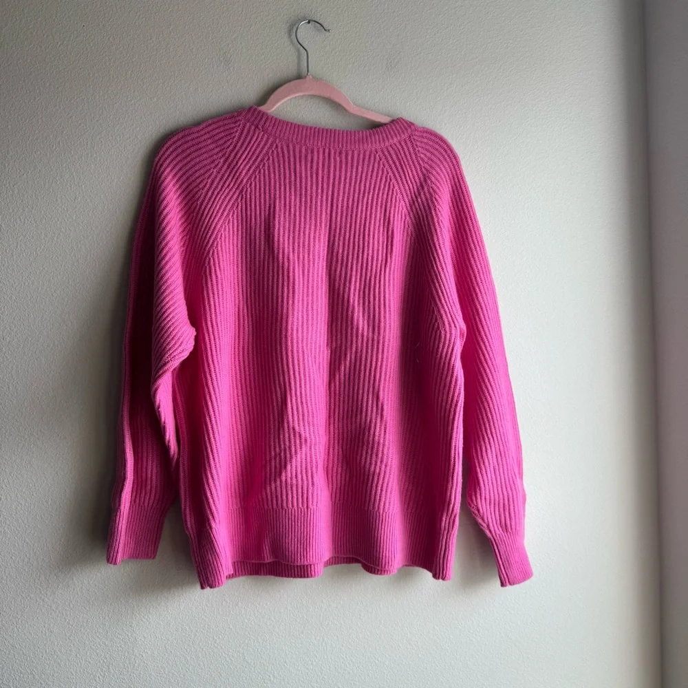J. Crew Pink Ribbed Cashmere Sweater Preppy size medium - Picture 6 of 6